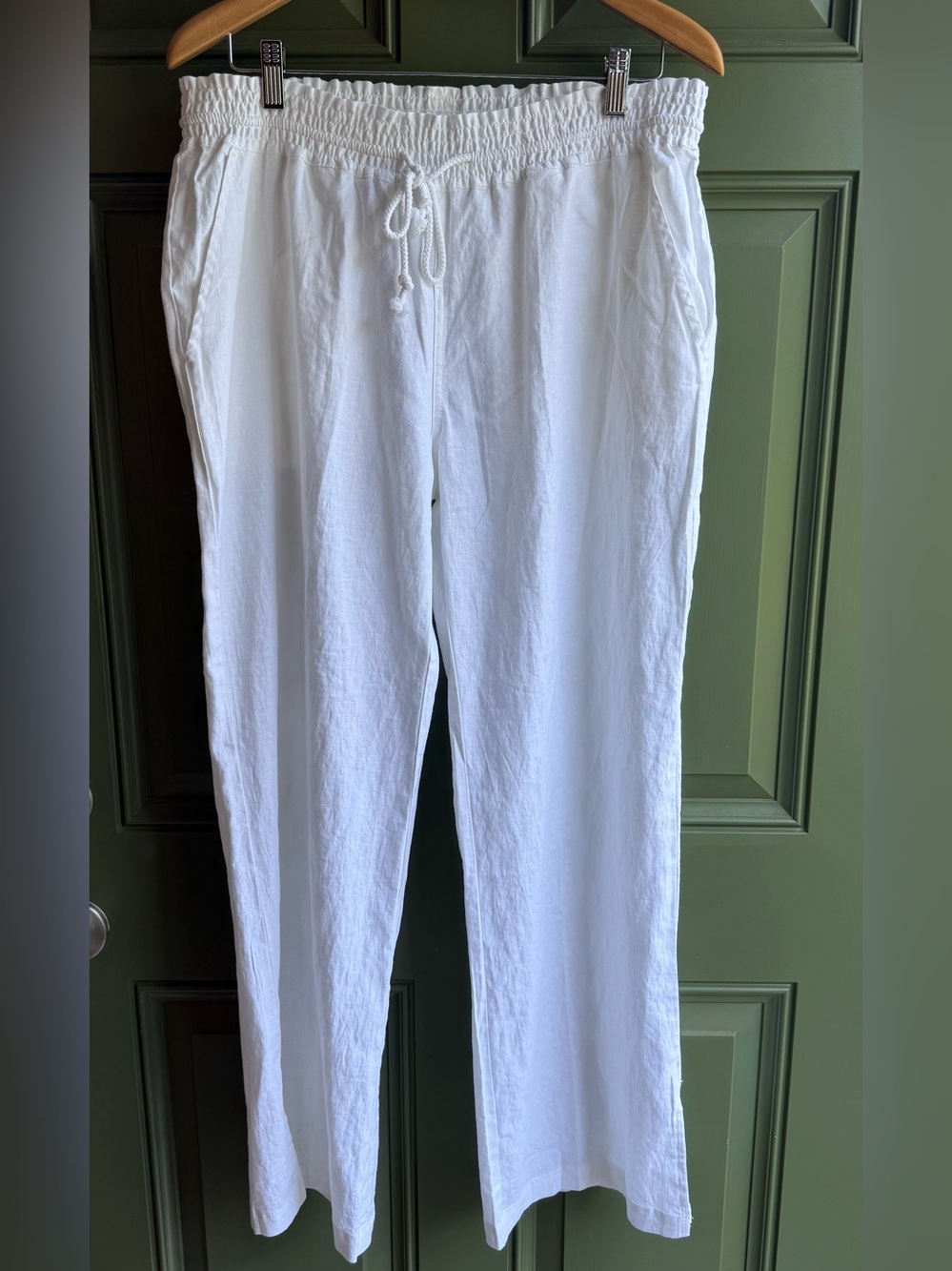 Women's SALT LIFE White Linen Blend Drawcord Breezy Summer Pants Size XL